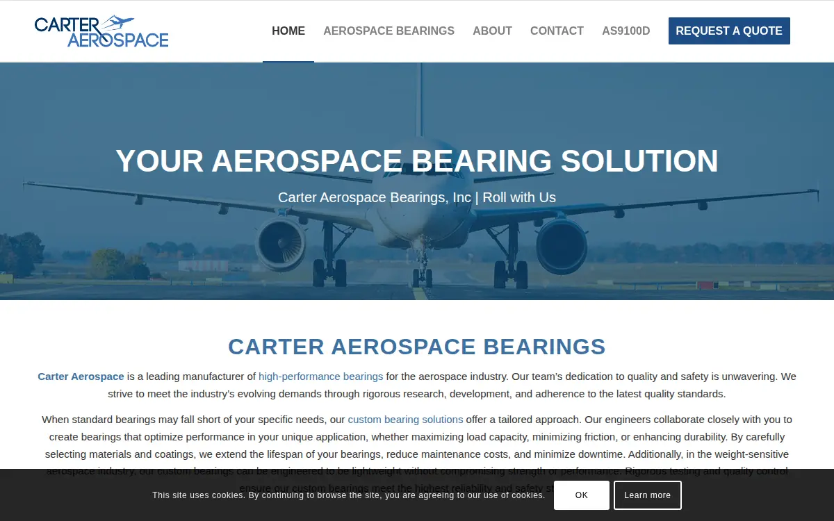 Homepage of Carter Aerospace Bearings, INC