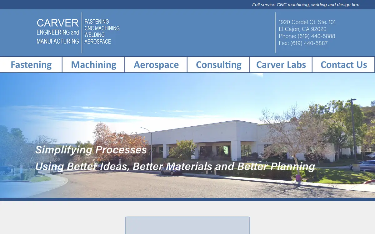 Homepage of Carver Engineering & Manufacturing, INC