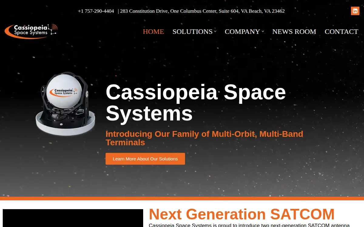 Homepage of Cassiopeia Space Systems INC