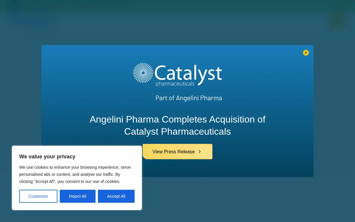 Homepage of Catalyst Pharmaceuticals, INC
