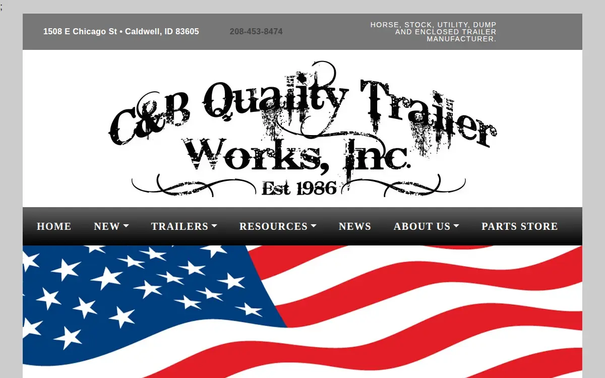 Homepage of C & B Quality Trailer Works, INC