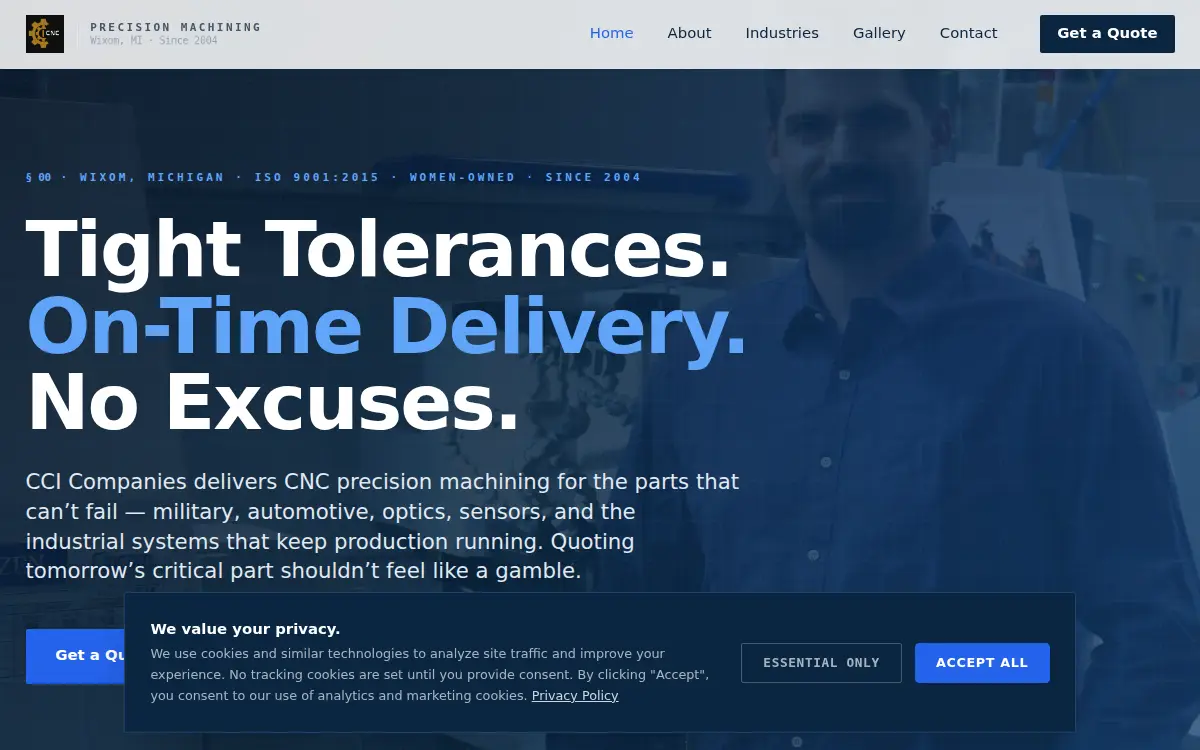Homepage of Cci Industrial Sales, LLC