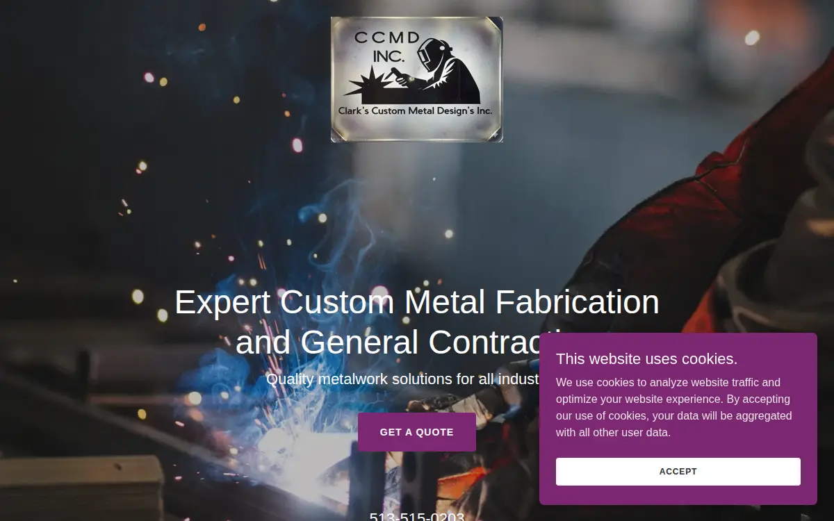 Homepage of Clark's Custom Metal Designs, INC.