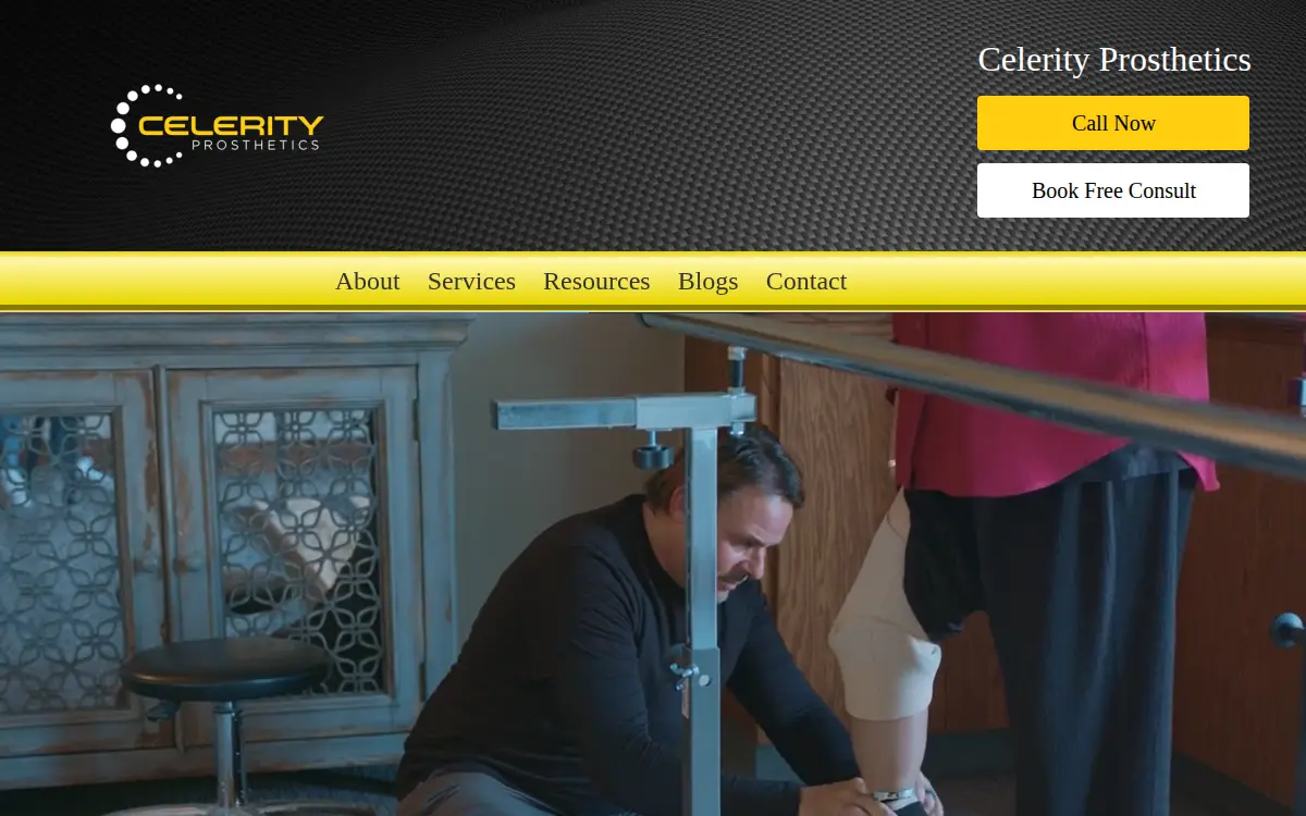 Homepage of Celerity Prosthetics LLC