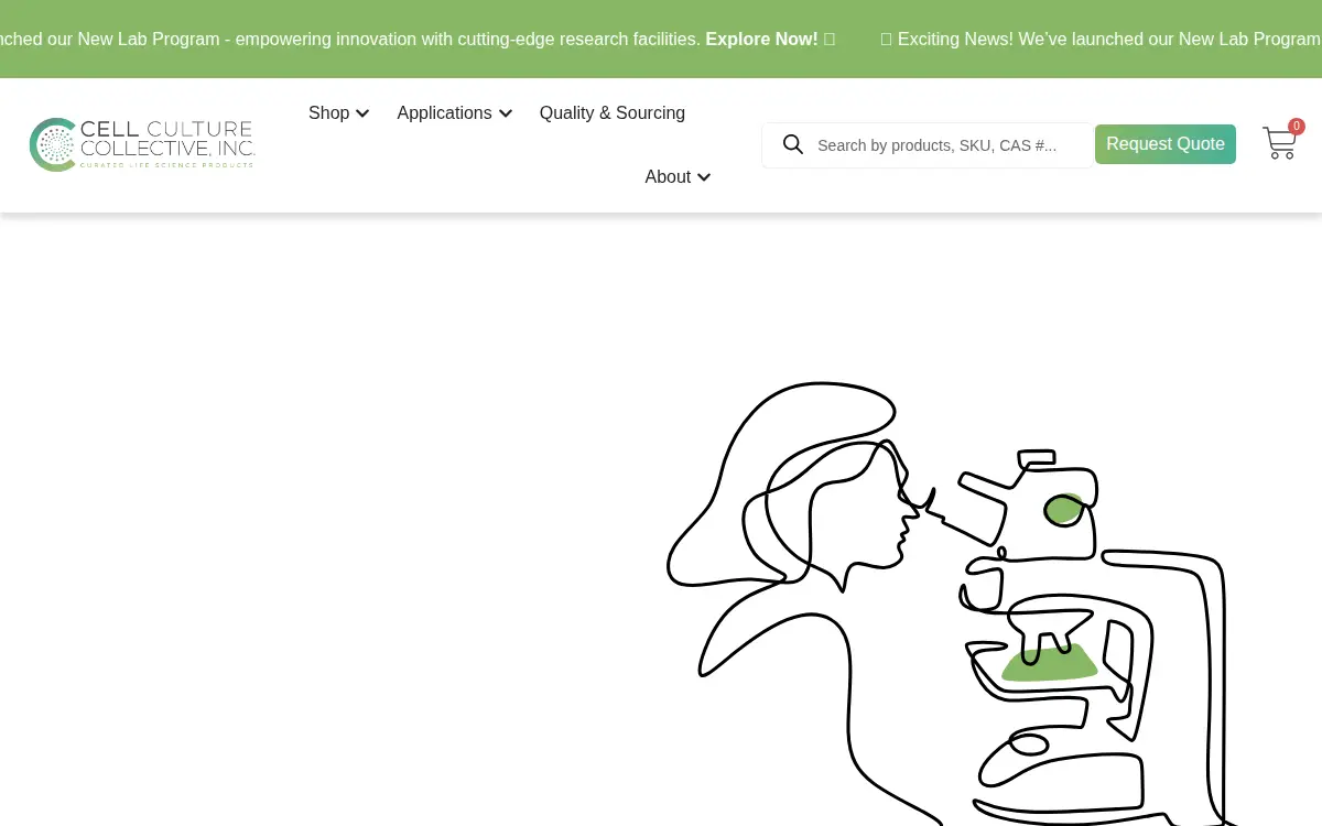 Homepage of Cell Culture Collective, INC.