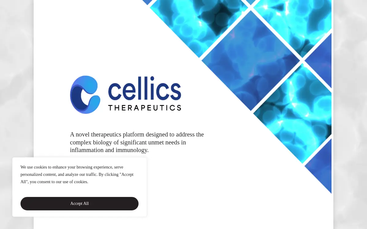 Homepage of Cellics Therapeutics INC