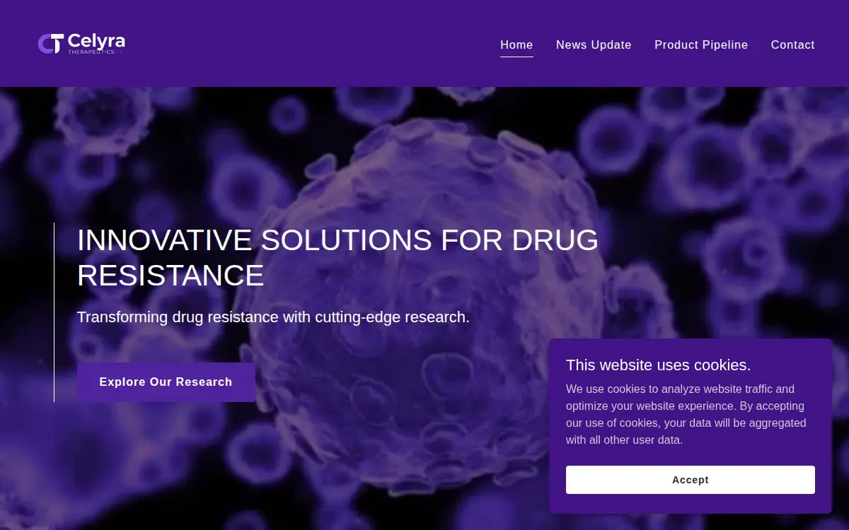 Homepage of Celyra Therapeutics LLC