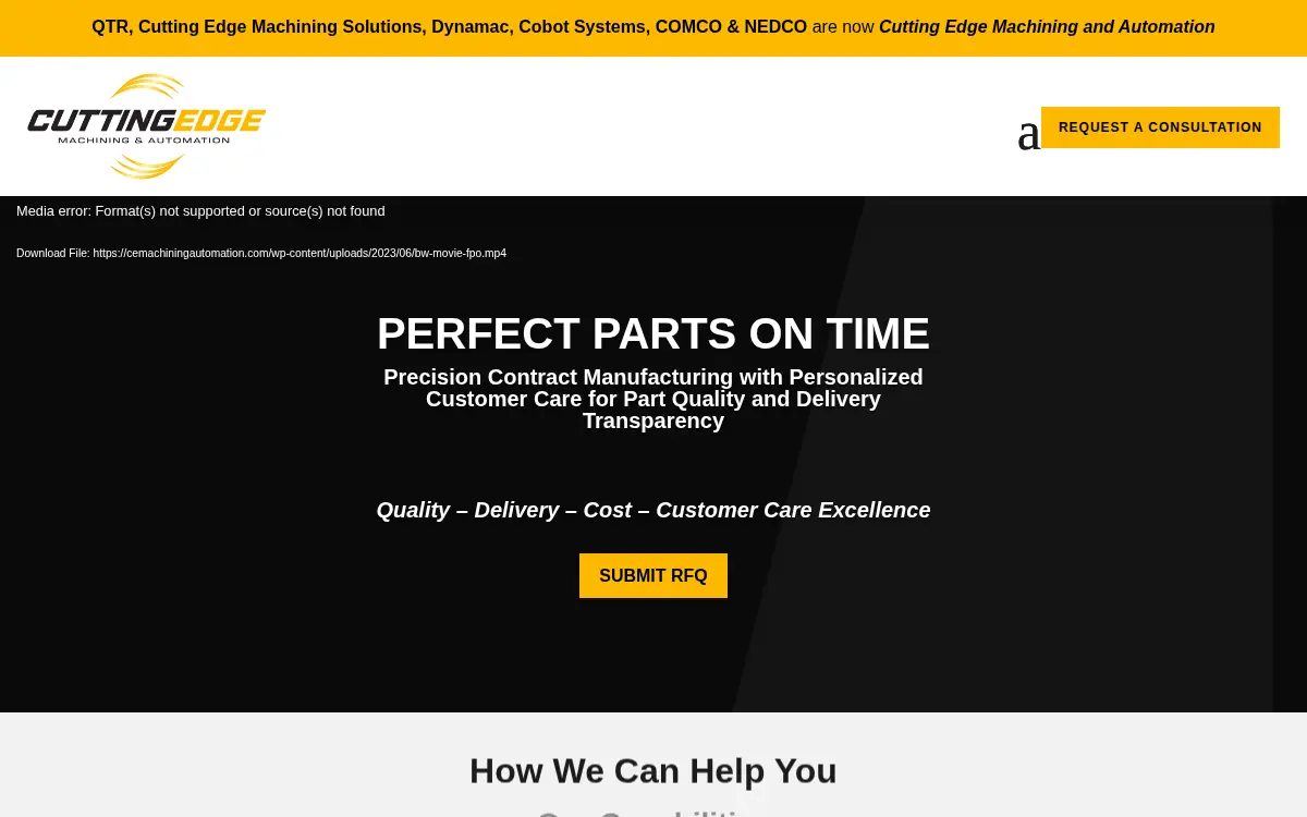 Homepage of Cutting Edge Machining and Automation- Cems, LLC