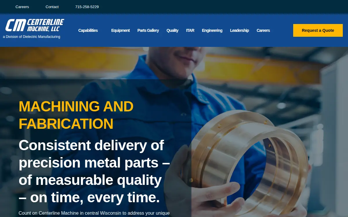 Homepage of Centerline Machine, LLC
