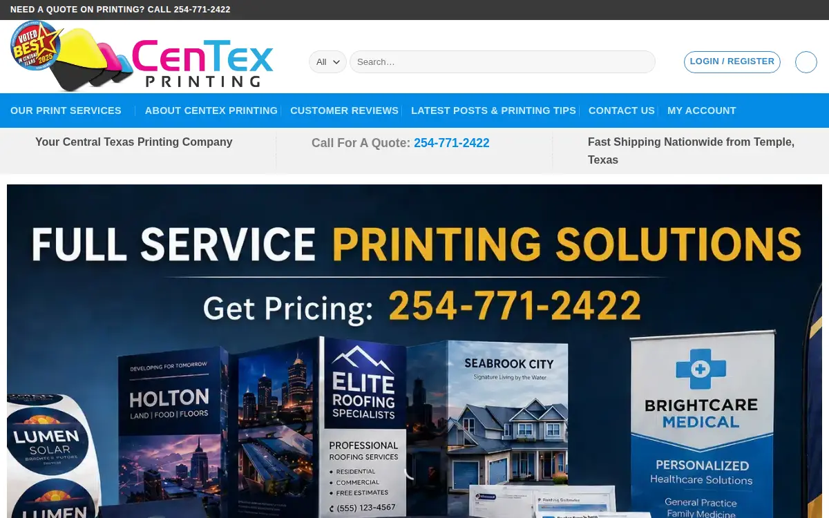 Homepage of Centex Printing, INC.