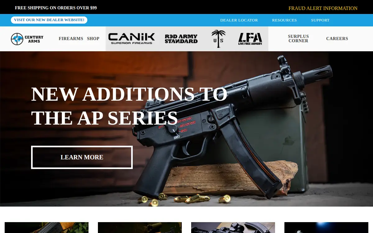 Homepage of Century International Arms, INC.