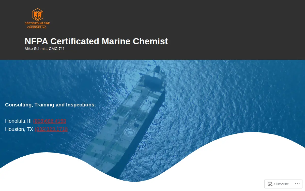 Homepage of Certified Marine Chemists INC