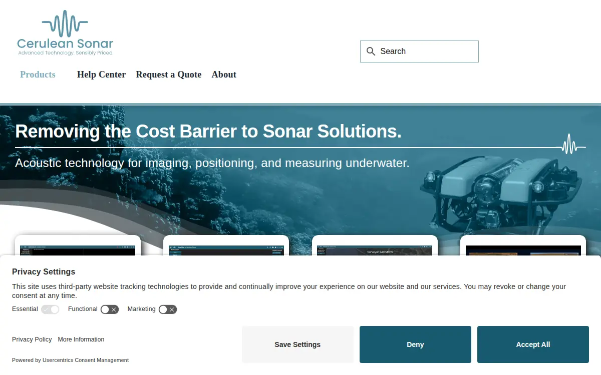 Homepage of Cerulean Sonar INC.