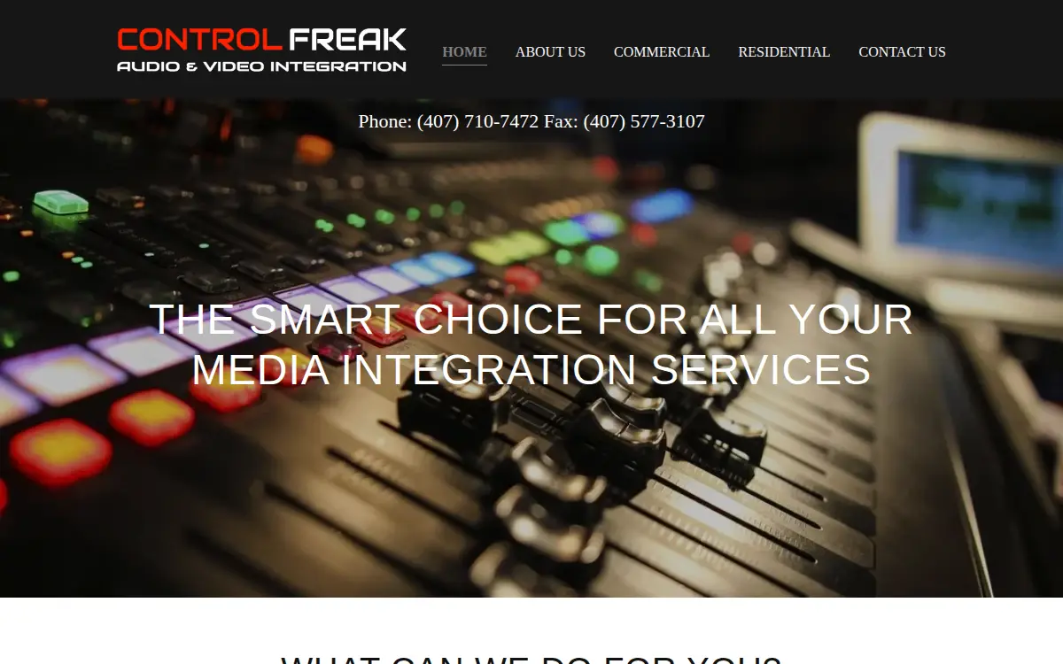 Homepage of Control Freak Audio & Video Integration, LLC