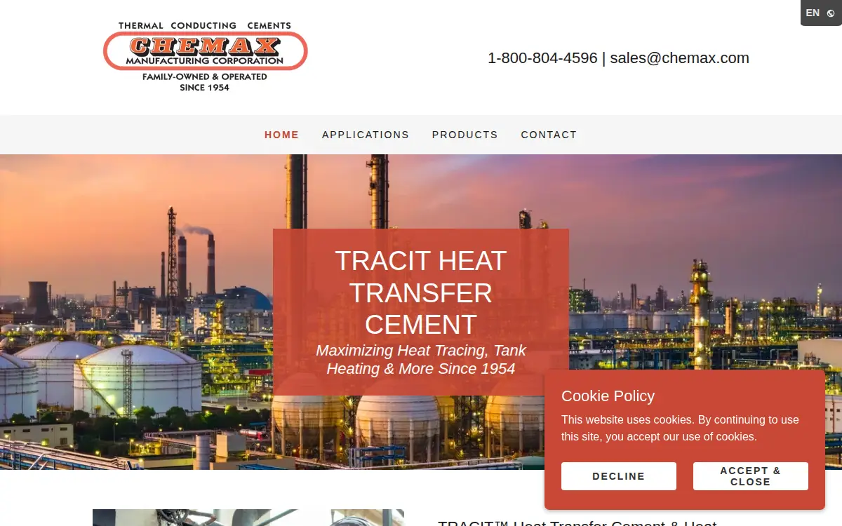 Homepage of Chemax Manufacturing CORP