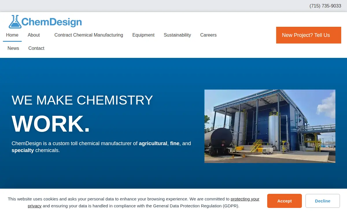 Homepage of Chemdesign Products INC