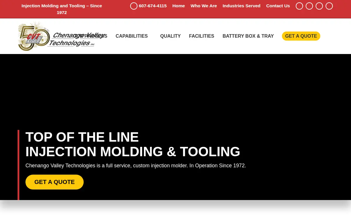 Homepage of Chenango Valley Technologies INC