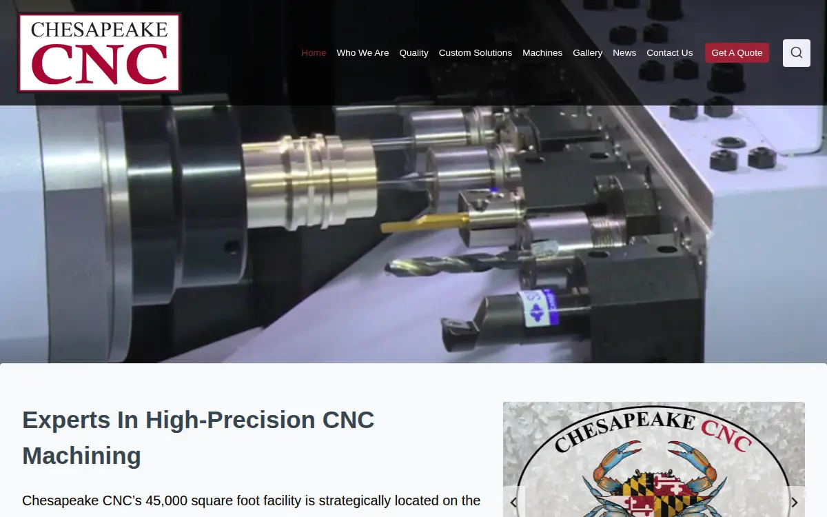 Homepage of Chesapeake Cnc Manufacturing Center, INC.