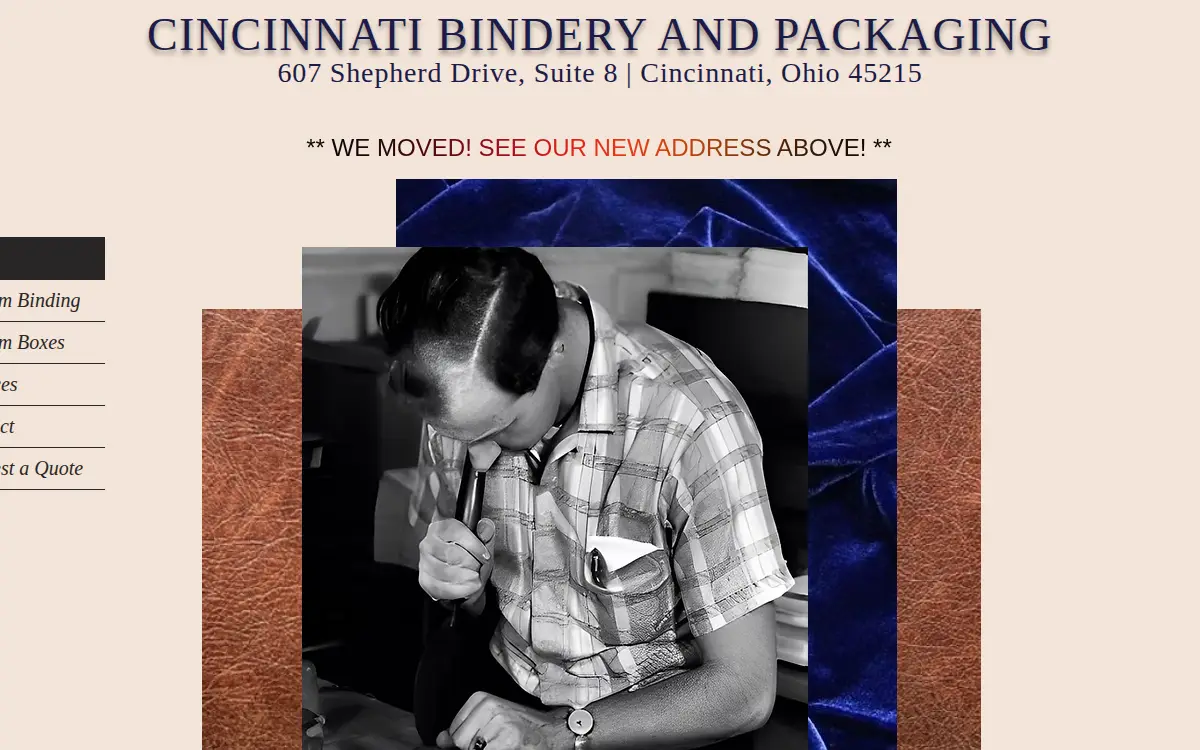 Homepage of Cincinnati Bindery & Packaging, INC.