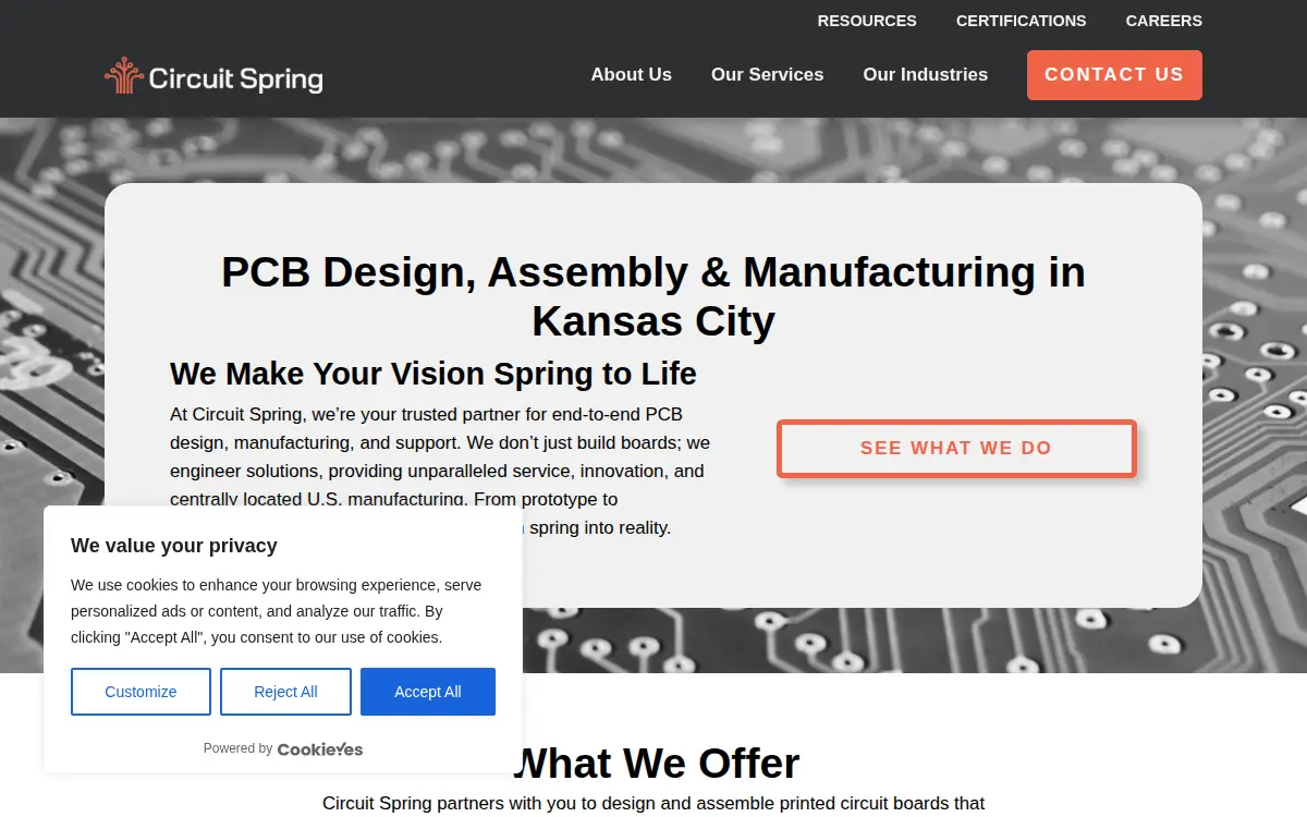 Homepage of Circuit Spring, LLC