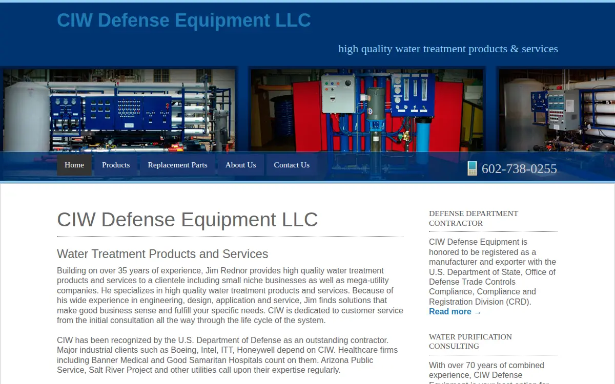 Homepage of Ciw Defense Equipment LLC