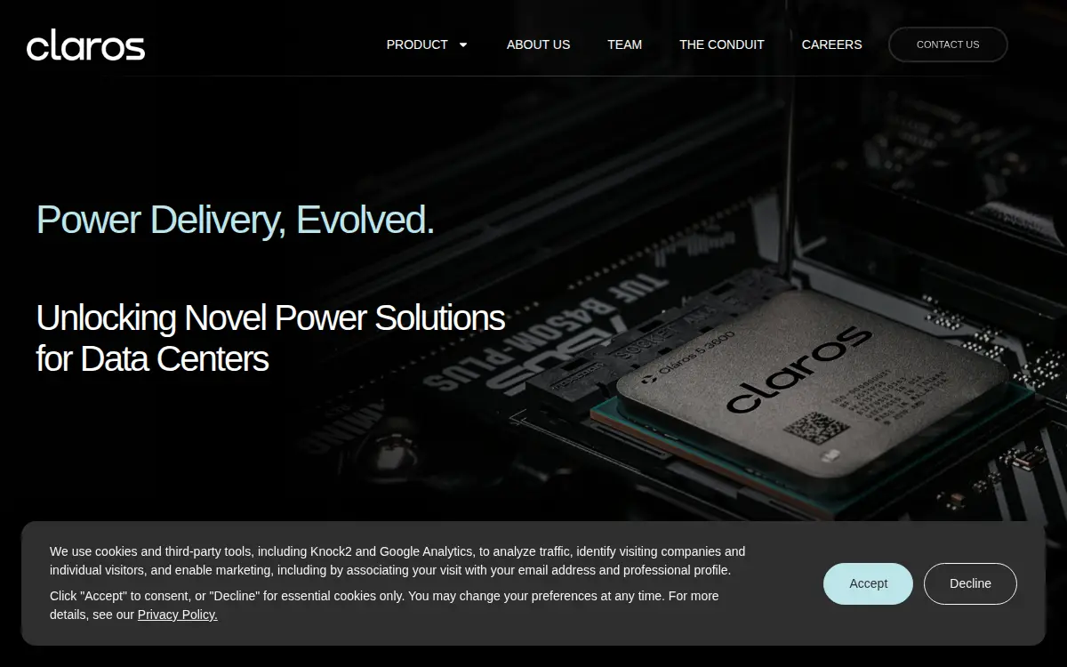 Homepage of Claros, INC.