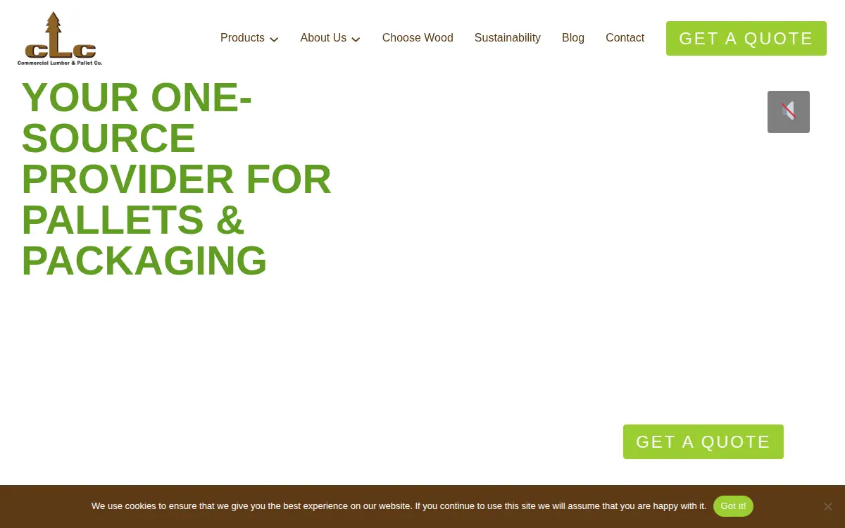 Homepage of Commercial Lumber & Pallet Co., INC.