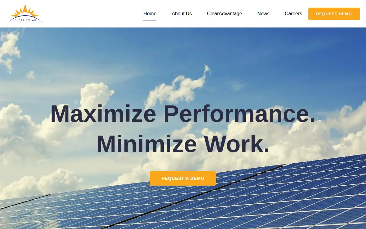 Homepage of Clear Solar Corporation