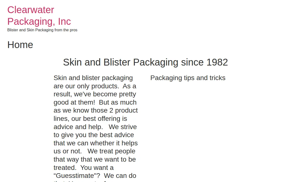 Homepage of Clearwater Packaging INC