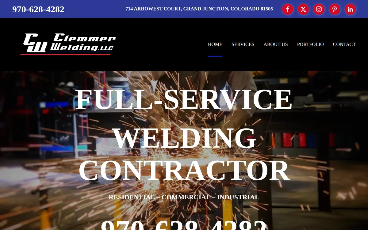 Homepage of Clemmer Welding, LLC