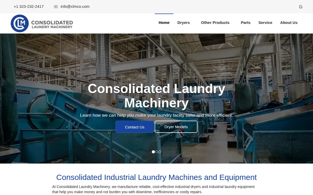 Homepage of Consolidated Laundry LLC