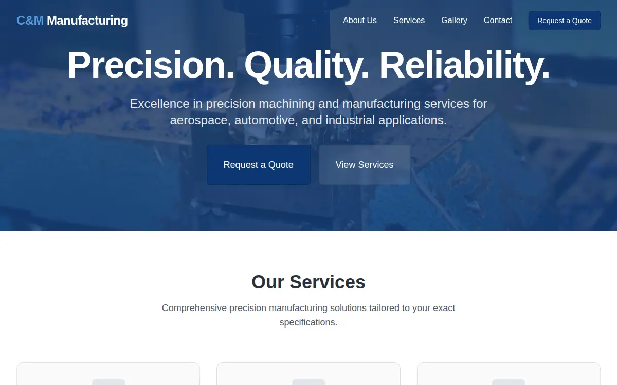 Homepage of C & M Manufacturing LLC