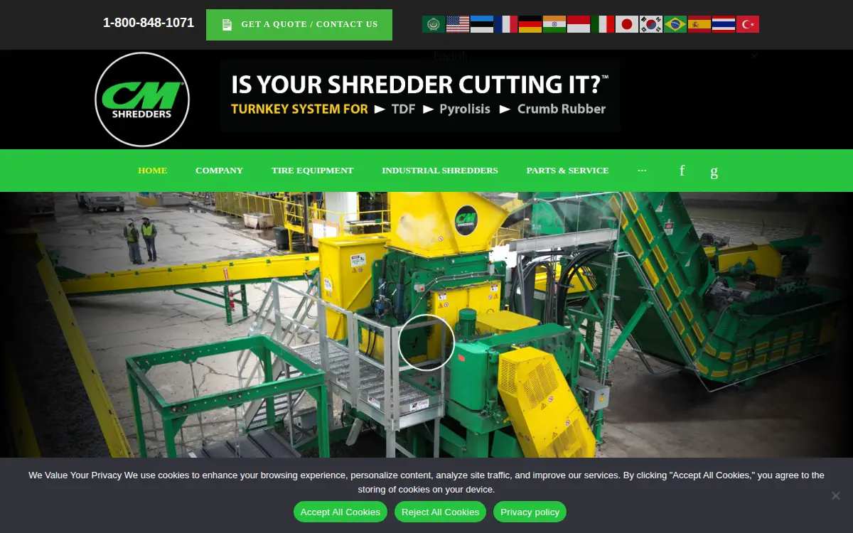 Homepage of Cm Shredders, L.l.c.