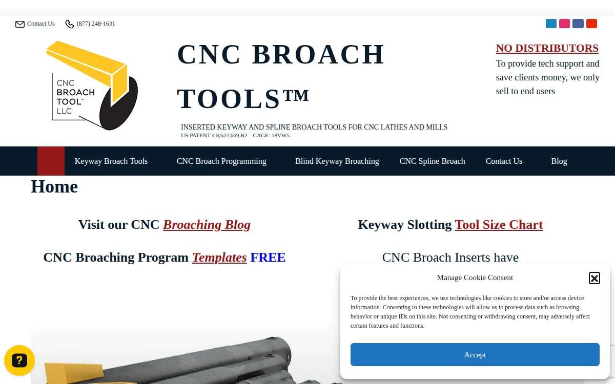 Homepage of Cnc Broach Tool LLC