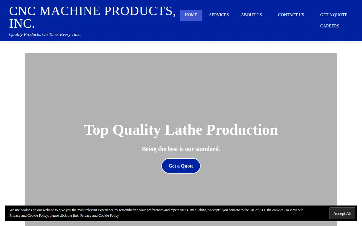 Homepage of C.n.c. Machine Products, INC