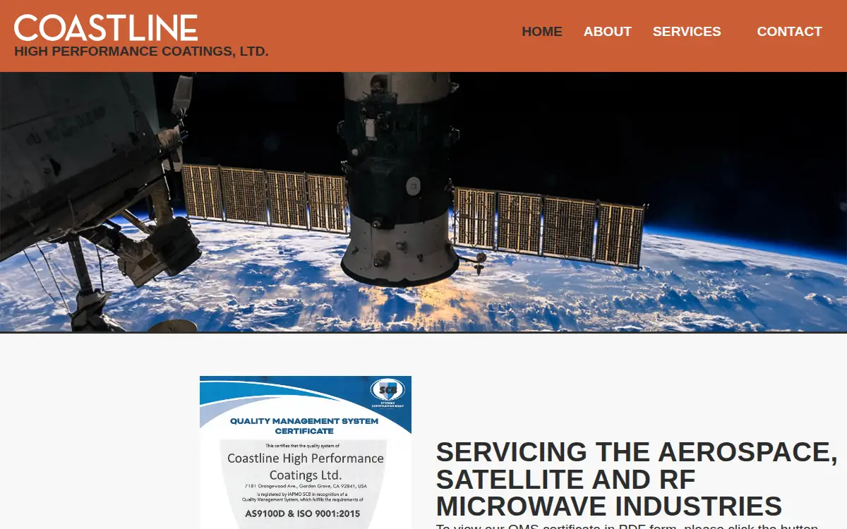 Homepage of Coastline High Performance Coatings, Limited