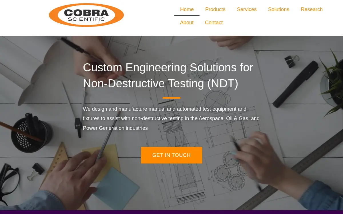 Homepage of Cobra Scientific, LLC