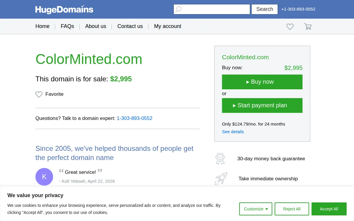 Homepage of Color Minted LLC