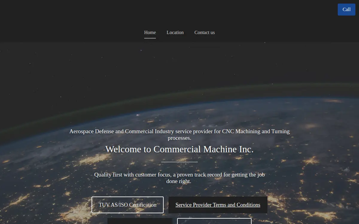 Homepage of Commercial Machine, INC.