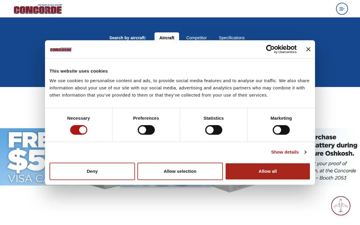 Homepage of Concorde Battery Corporation