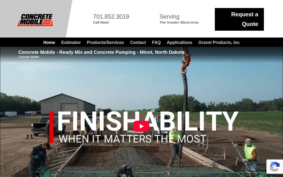 Homepage of Concrete Mobile, LLC