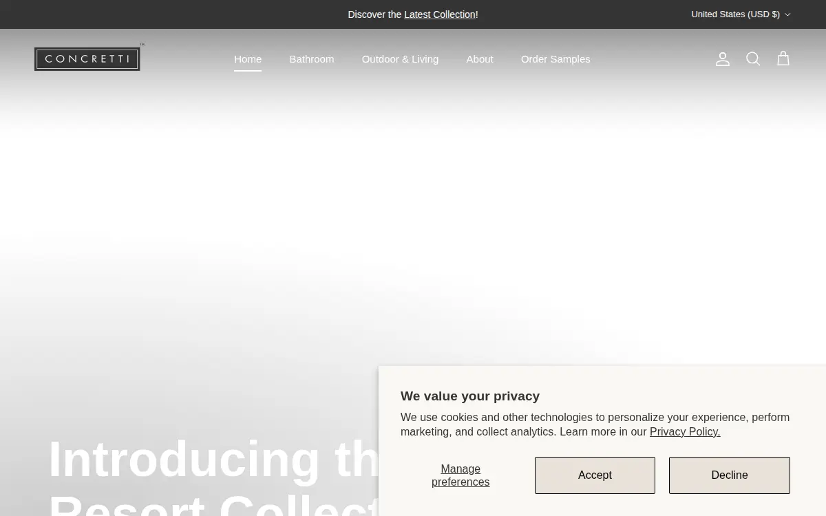 Homepage of Concretti Designs LLC
