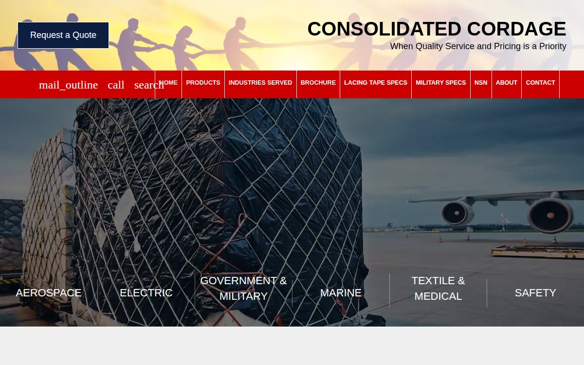 Homepage of Consolidated Cordage Corporation