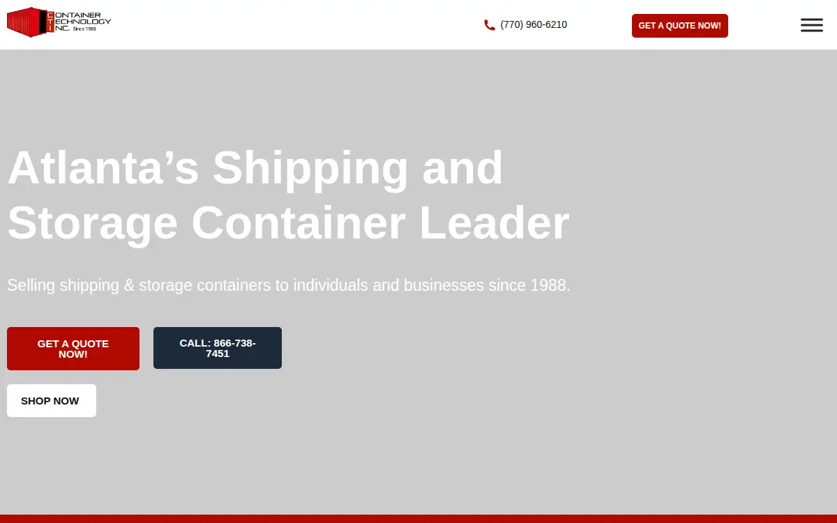 Homepage of Container Technology, INC.
