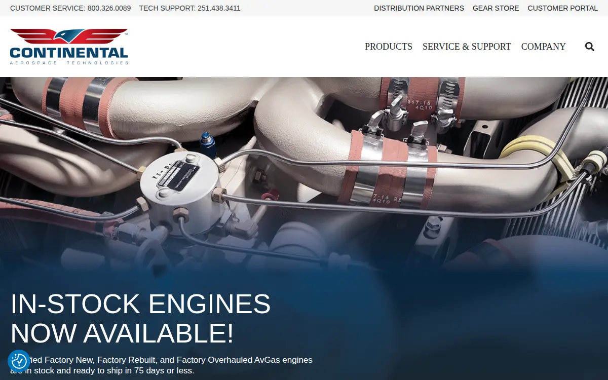 Homepage of Continental Aerospace Technologies, INC.