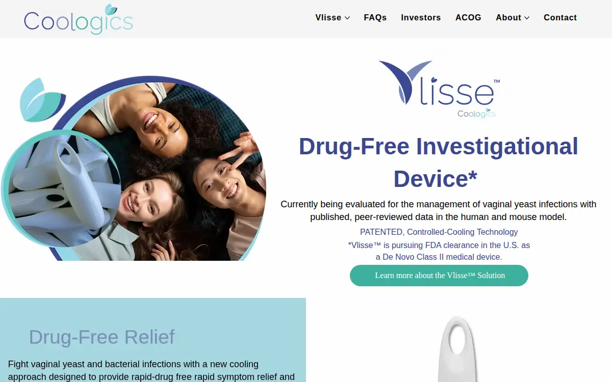 Homepage of Coologics, INC.