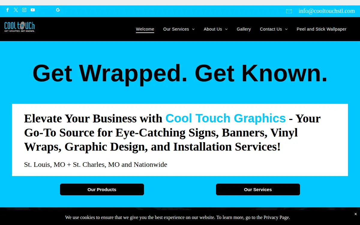 Homepage of Cool Touch Graphics LLC