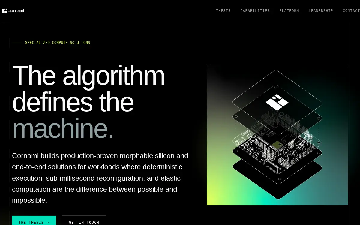 Homepage of Cornami, INC
