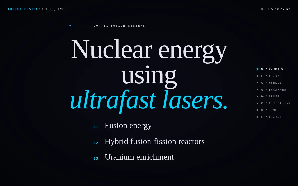 Homepage of Cortex Fusion Systems, INC.
