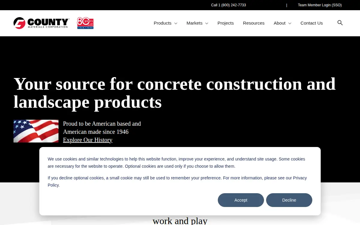 Homepage of County Materials CORP.
